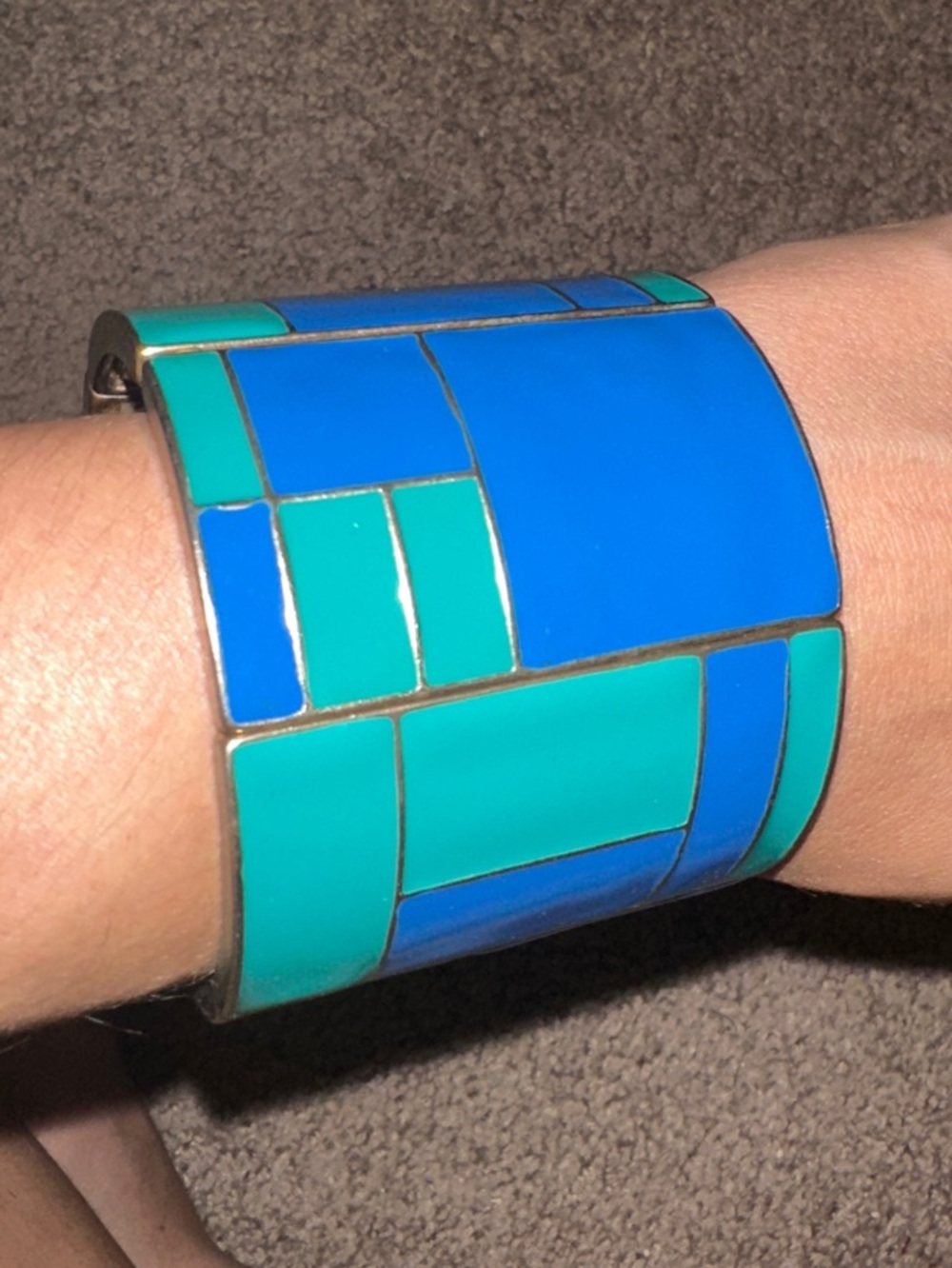 bebe Blue and Teal Enamel Statement Cuff Bracelet - Picture 3 of 6
